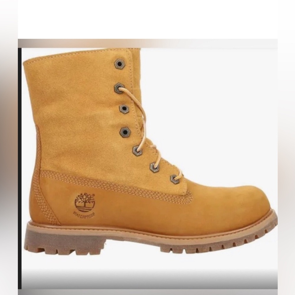 Timberland Fleece Fold-Down honey wheat suede waterproof boots size 10 new